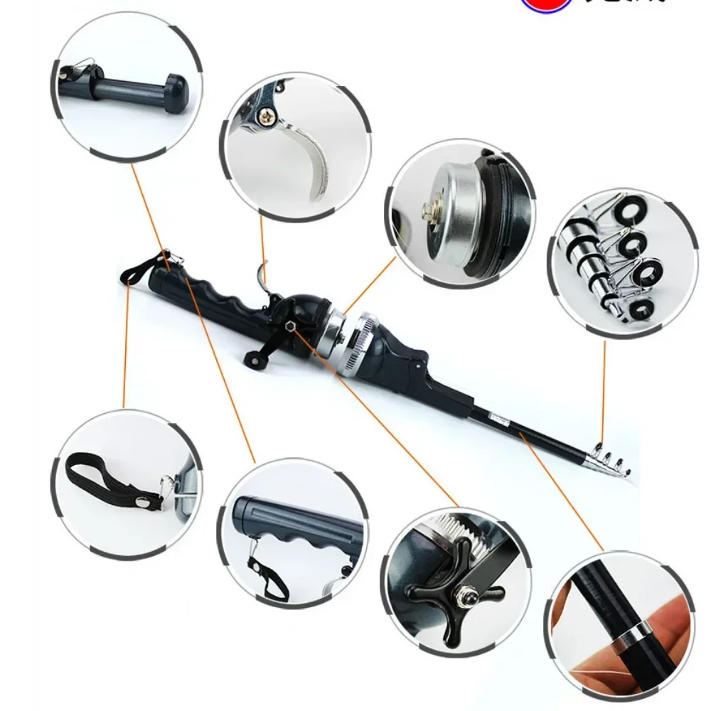 Caña de pescar plegable portátil para carpa, señuelo de pesca telescópico, carrete combinado con línea de pesca, 134cm - imagen 3