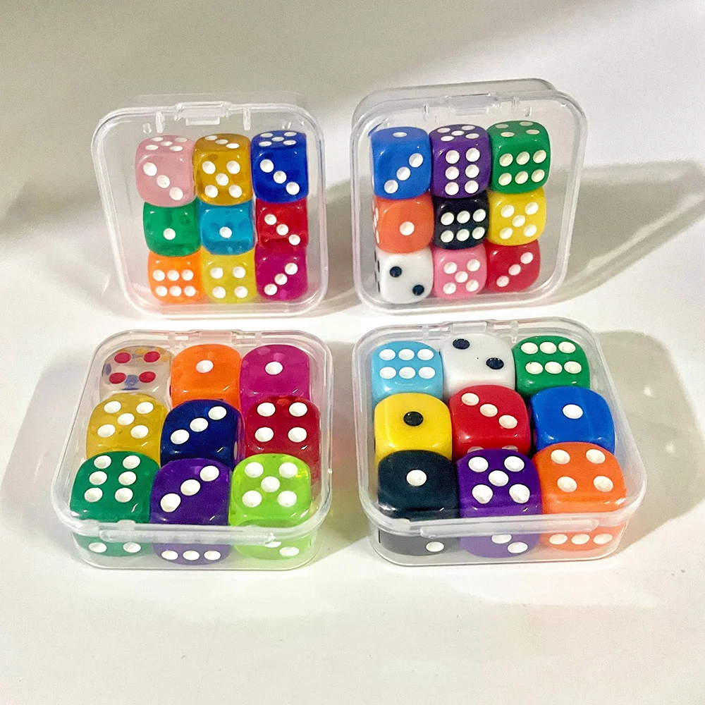 Dados coloridos 14mm con estuche para juegos de mesa y bar - imagen 2