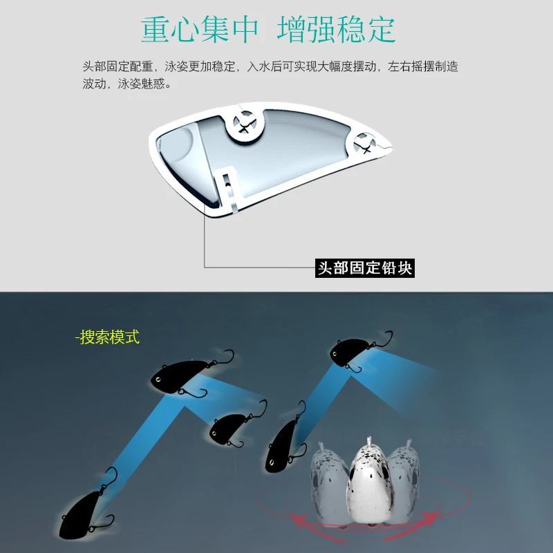 MUKUN Mini VIB 3,8g30mm 7,3g40mm Crankbait vibración hundimiento cebos duros artificiales sin labios manivela Wobbler señuelo de pesca para Lucio - imagen 5