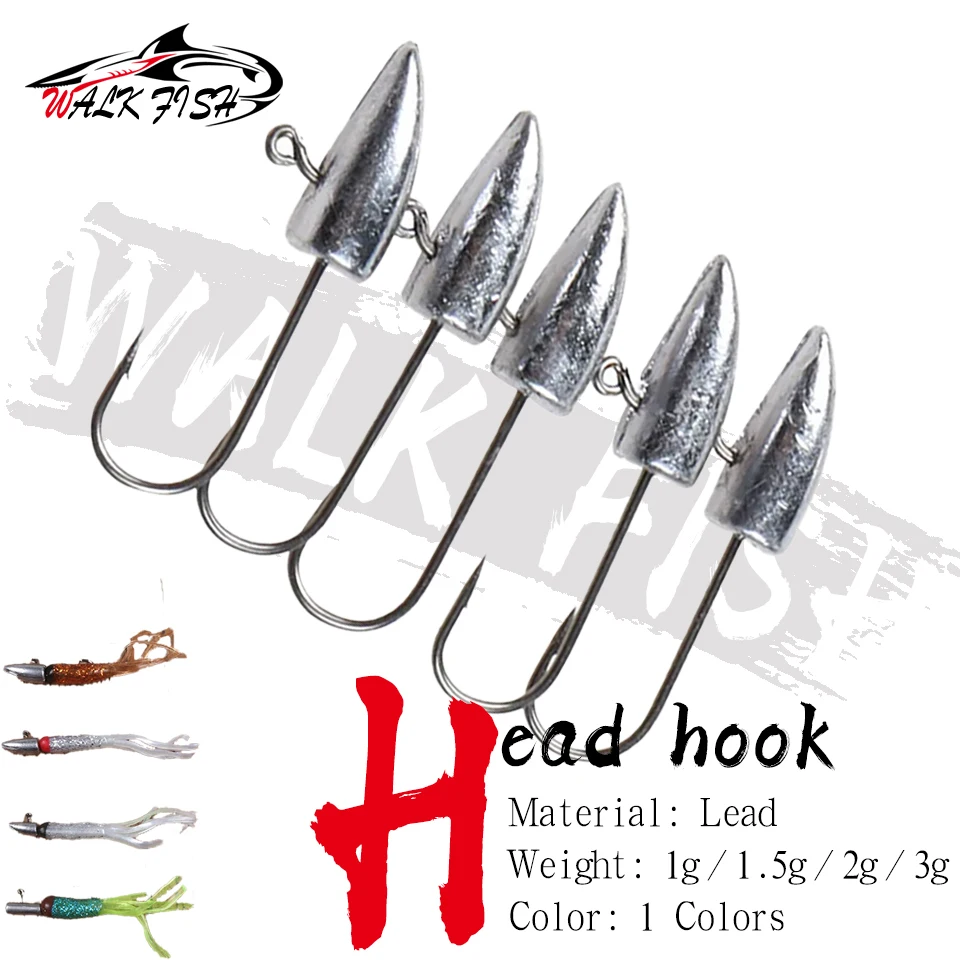 Walk Fish Jig Heads Curvos – Color natural para pesca marina - imagen 3