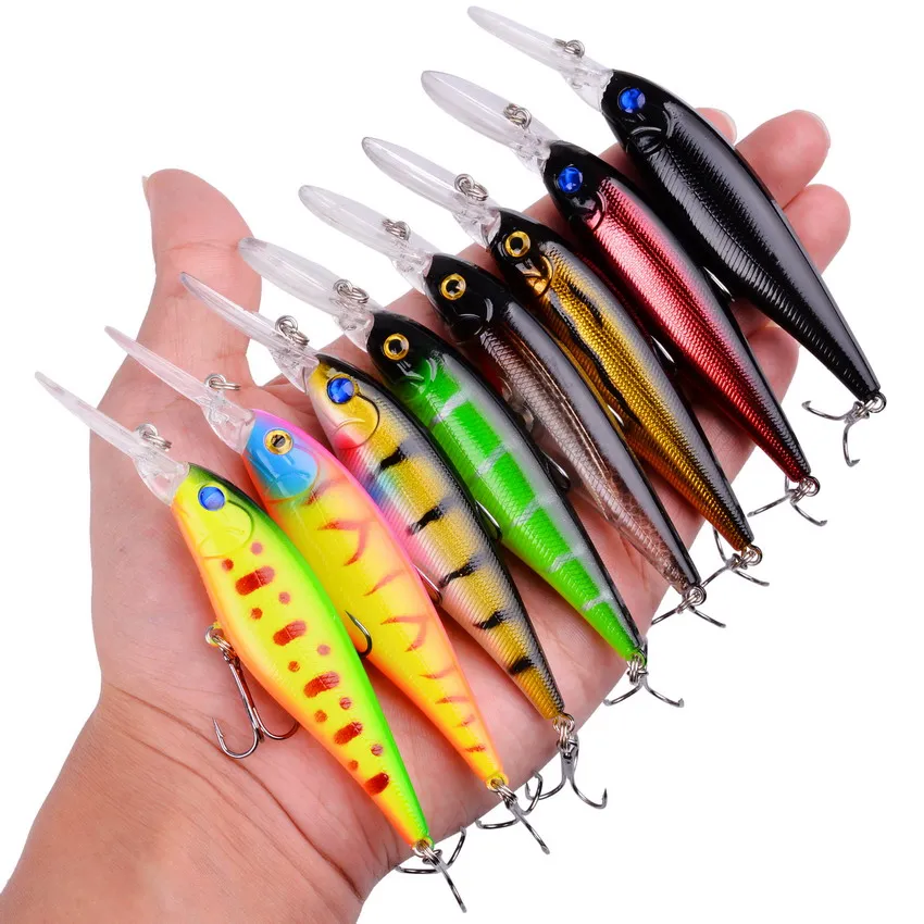 5 unids/caja señuelo de Pesca 13,7g/10g Minnow Crankbait Wobblers ojos 3D perca cebo Artificial Lucio carpa cebo de natación Pesca - imagen 5