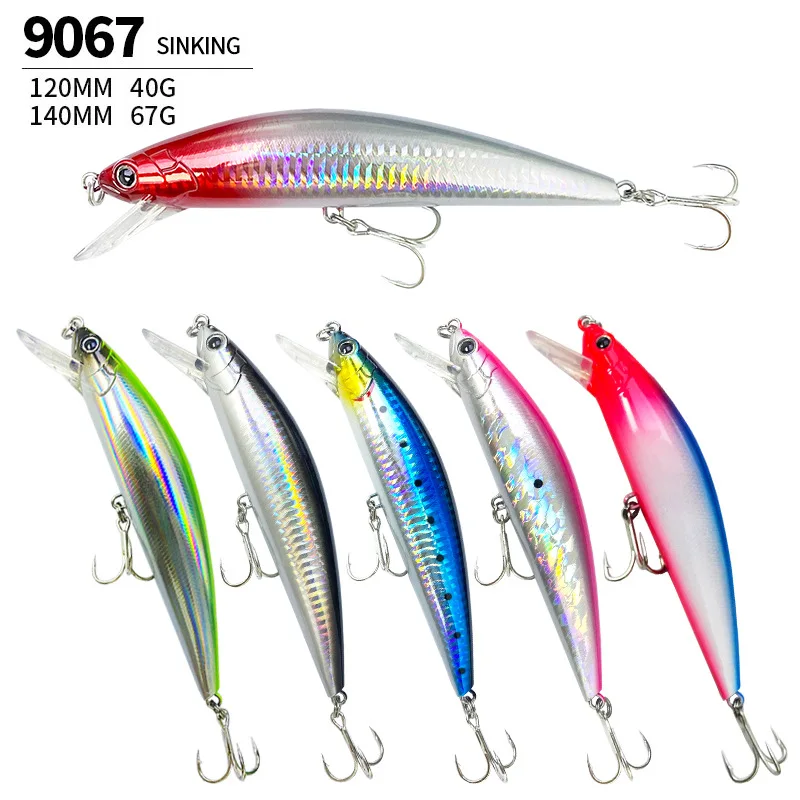 40g 67g gran curricán pesado hundimiento Minnow señuelo labio largo trucha de agua de mar cebo Artificial buceo Swimbait Pesca suministros de Pesca - imagen 2