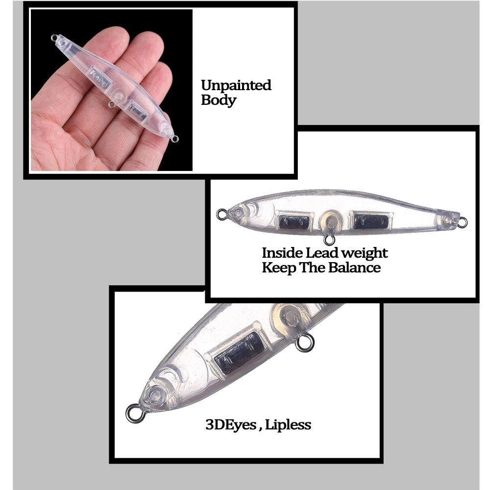 Chan'sHuang-señuelo de pesca Artificial, cebo en blanco sin pintar de 8,5 cm, 14,2g, lápiz de fundición larga silencioso, hecho a mano - imagen 4
