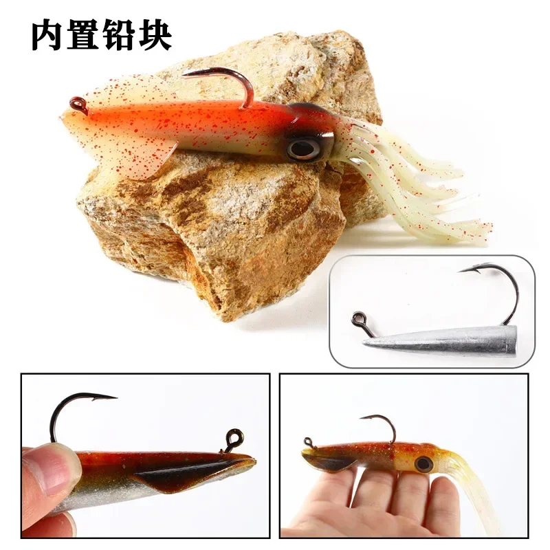 Plantilla de calamar luminosa, señuelos blandos, cebo de silicona de 36g, señuelo de Jigging de calamar, cebo de pesca de mar de agua salada para cebos artificiales - imagen 2