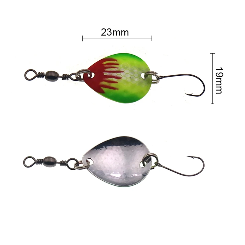 Cucharas de pesca de latón ultraligeras, 2g, 23mm, gancho único, cebo de metal, señuelo de pesca, perca de Lucio - imagen 2