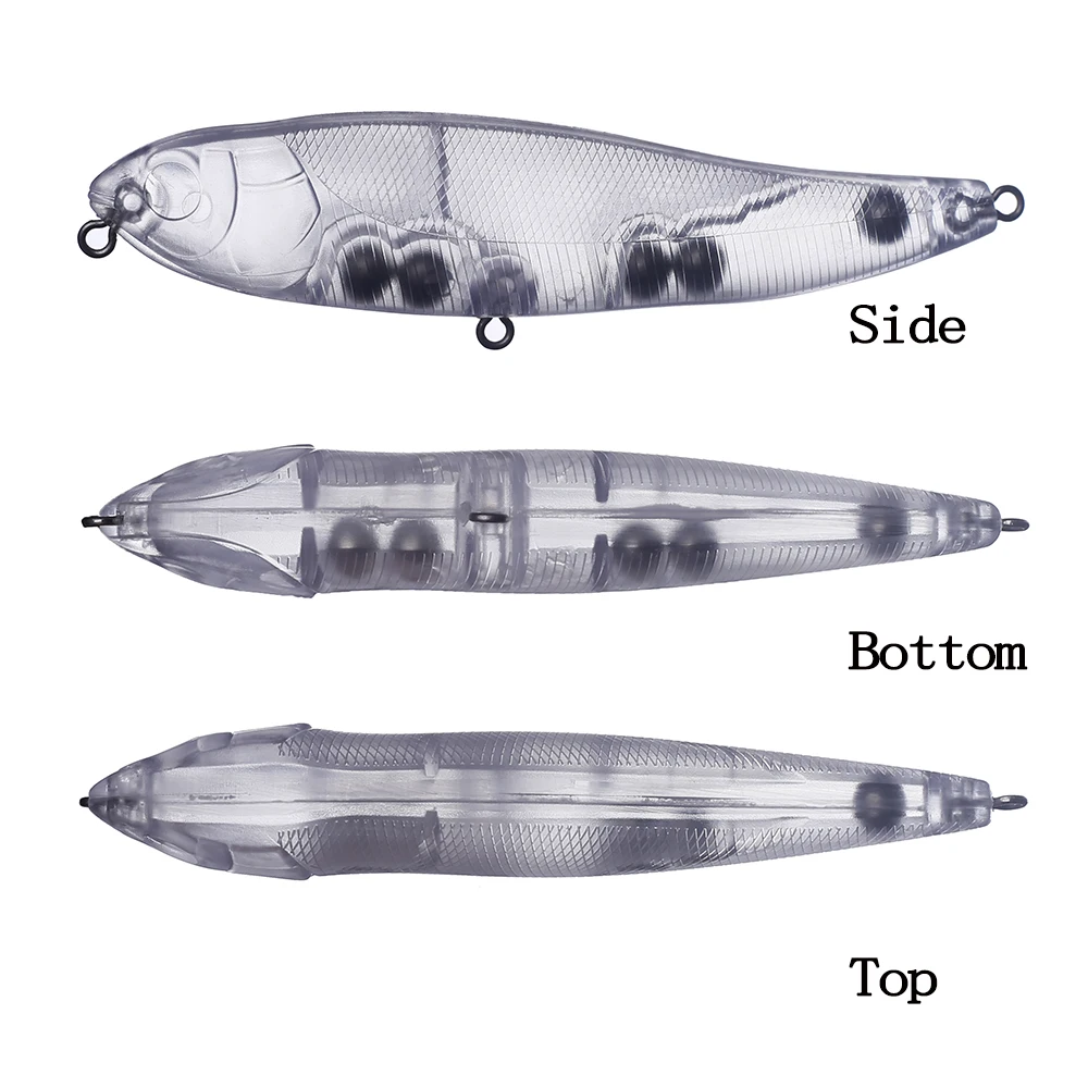 Chan'sHuang, 20 piezas, cebo en blanco sin pintar, Wobblers Topwater, lápiz para caminar al perro, sonajeros flotantes, señuelo de pesca hecho a mano DIY T - imagen 3