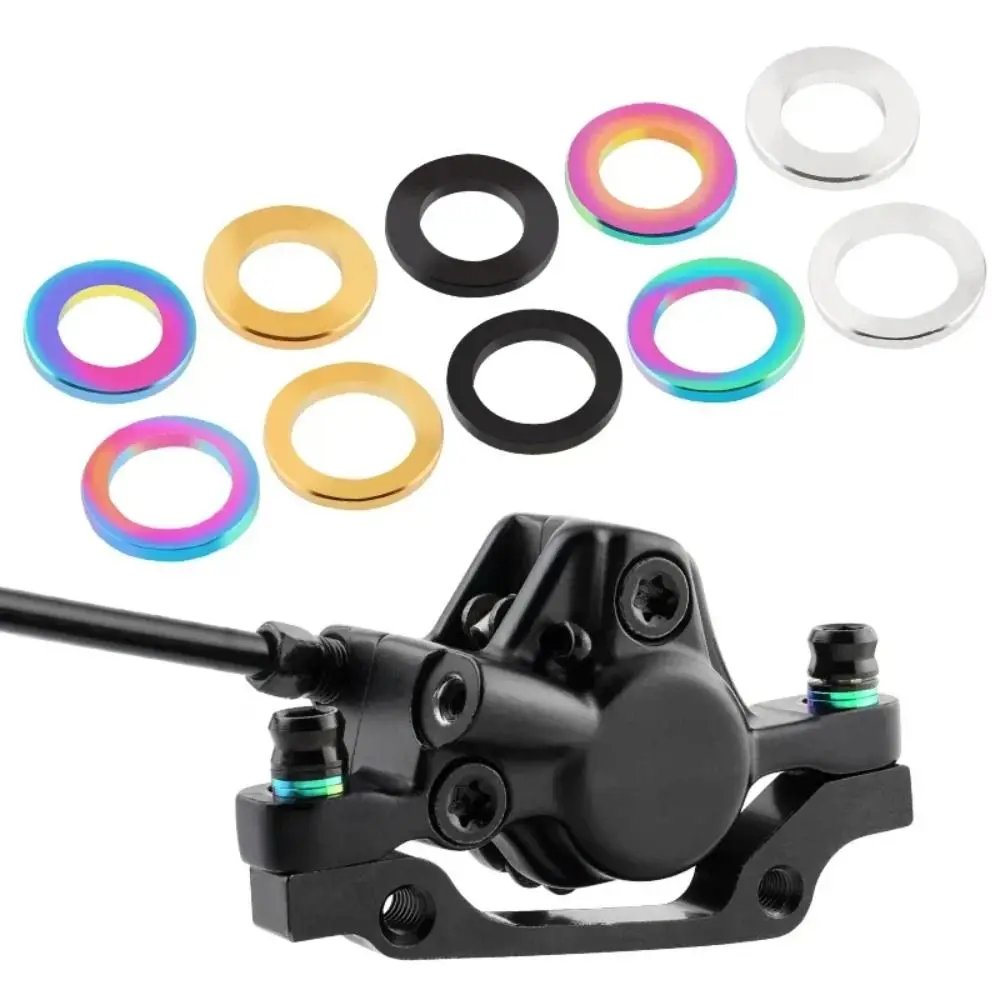 Arandela plana de freno de bicicleta M5/M6, proceso de anodización, junta de pernos de bicicleta de aleación de titanio, vástago de almohadillas espaciadoras duraderas de 5mm y 6mm - imagen 4