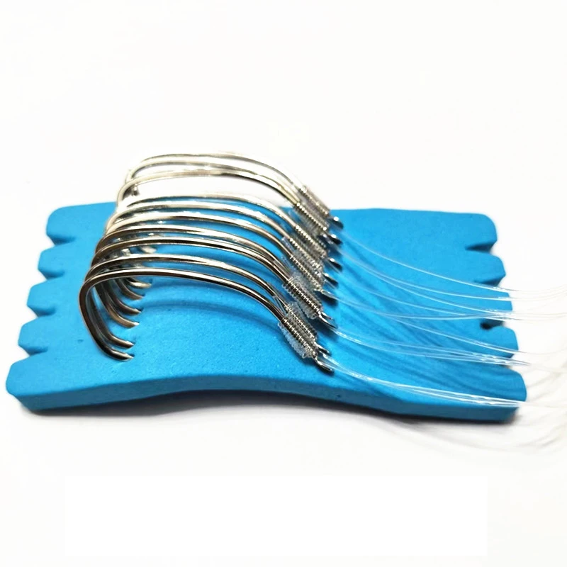 Gancho de lubina atado a mano, subhilo de nailon para barco marino, depósito de pesca, accesorios de equipo de pesca grande, 10 pares/bolsa - imagen 3