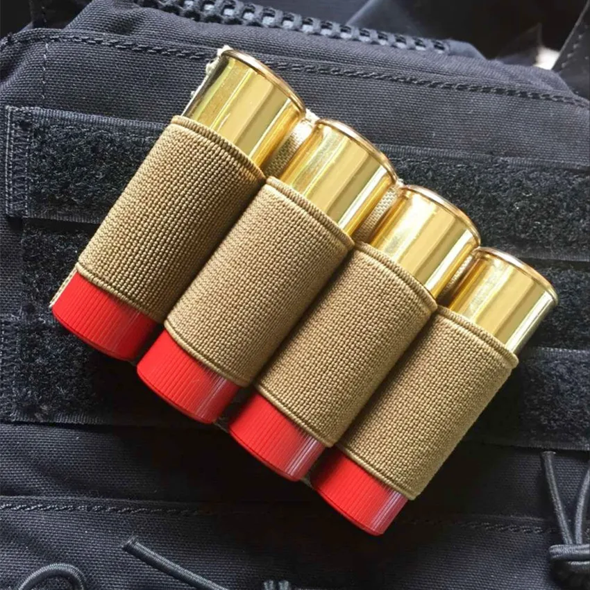 Bolsa de transporte de munición para caza, carcasa de escopeta, 4 soportes redondos, cargador de nailon, Molle, táctica, 12Ga, 20Ga - imagen 2