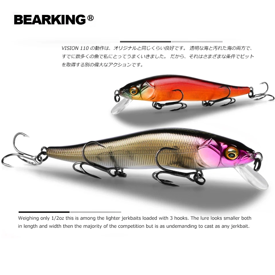 BEARKING-Señuelos de Pesca duros de 11cm y 14g, cebos de calidad para pececillos, Wobblers de buena acción, aparejos de pesca profesionales artificiales - imagen 5