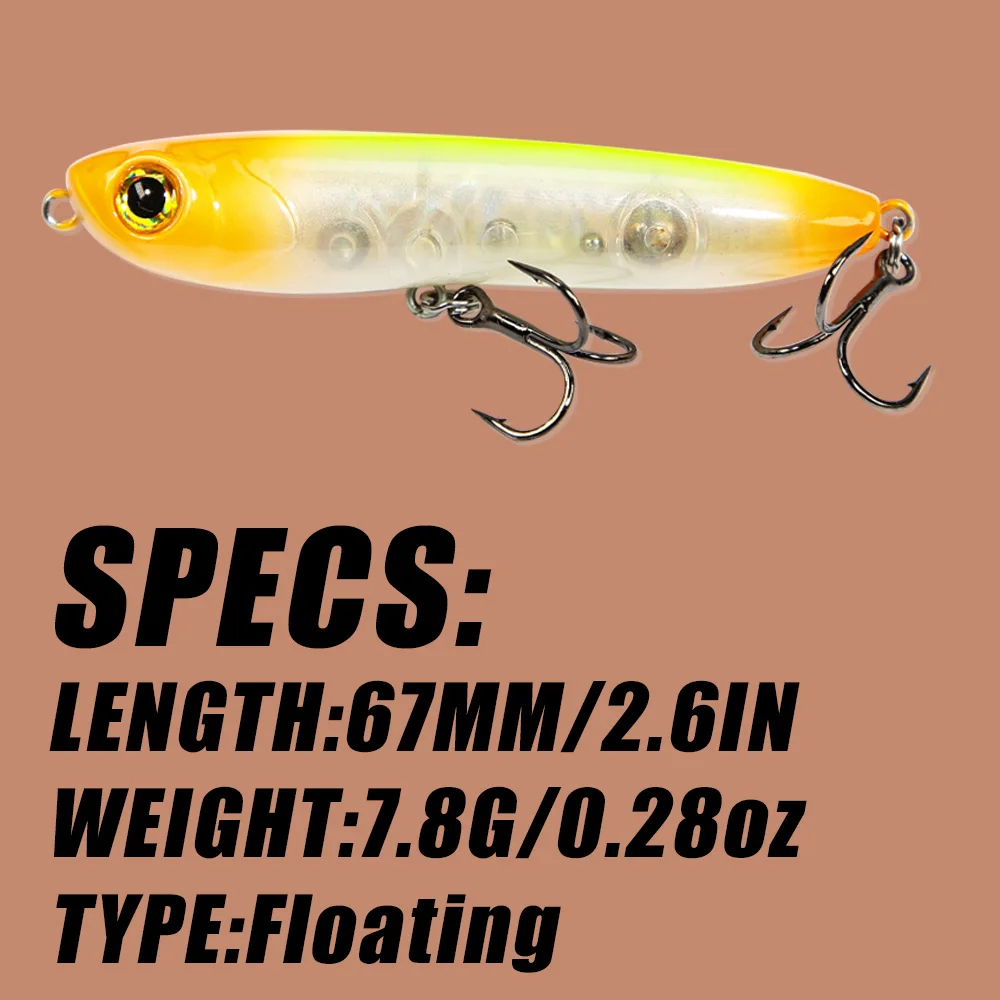 B & U-Señuelos de Pesca de agua salada, lápiz flotante, Stickbait, superficie de agua superior, Walk The Dog, cebos duros Wobblers para lubina y Lucio - imagen 3