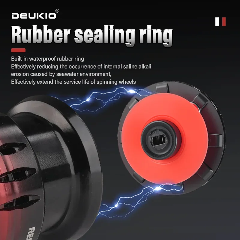 Carrete giratorio DEUKIO, relación de engranaje 5,2: 1, 18LB, potencia máxima de arrastre, mango de carrete de Metal CNC, carrete de pesca para agua dulce y salada - imagen 4