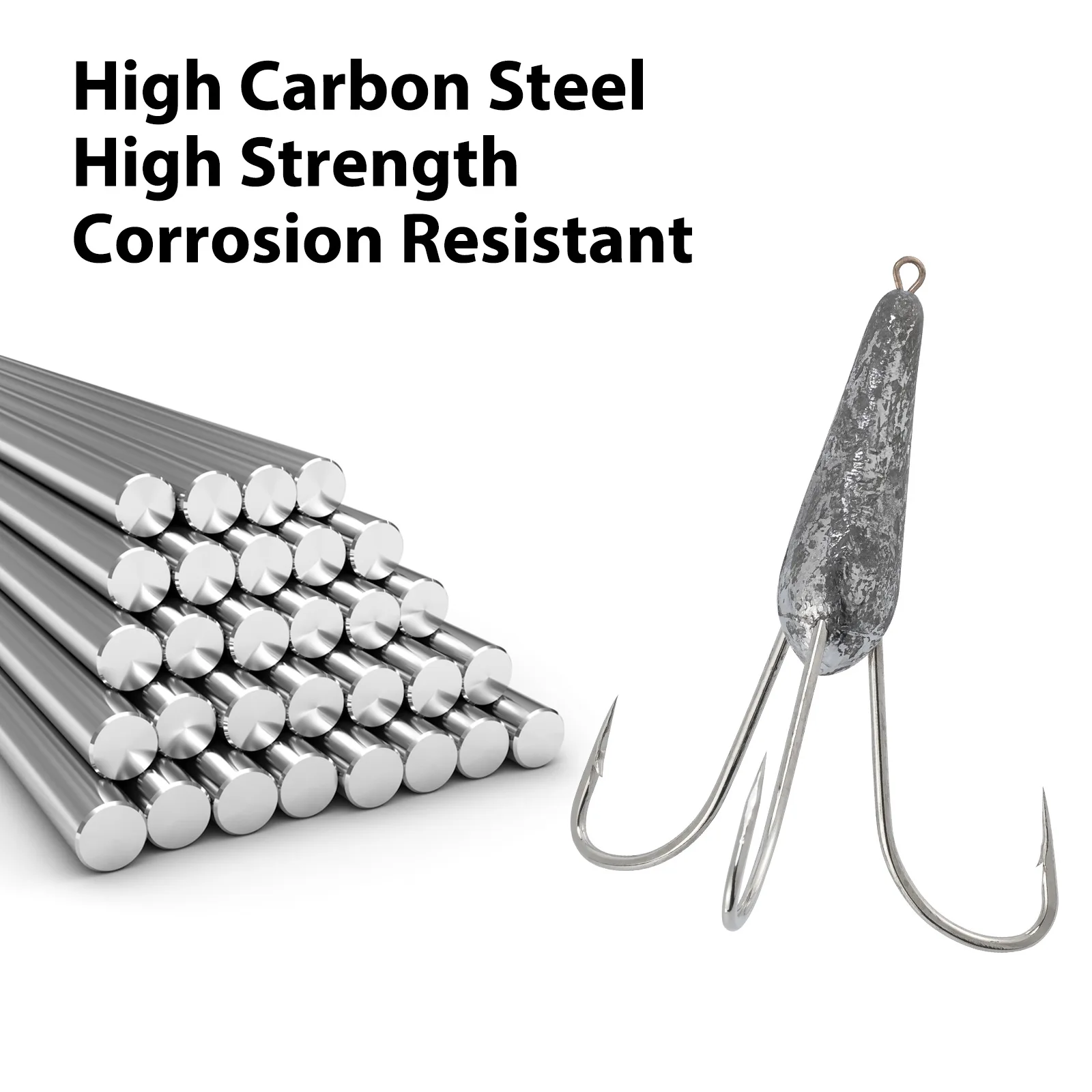 Anzuelos triples de pesca, pesas de plomo, plomos, púas de araña de agua salada, fundición afilada, Pesca de Mar, acero de alto carbono, halubut de atún, 5/10 Uds. - imagen 4