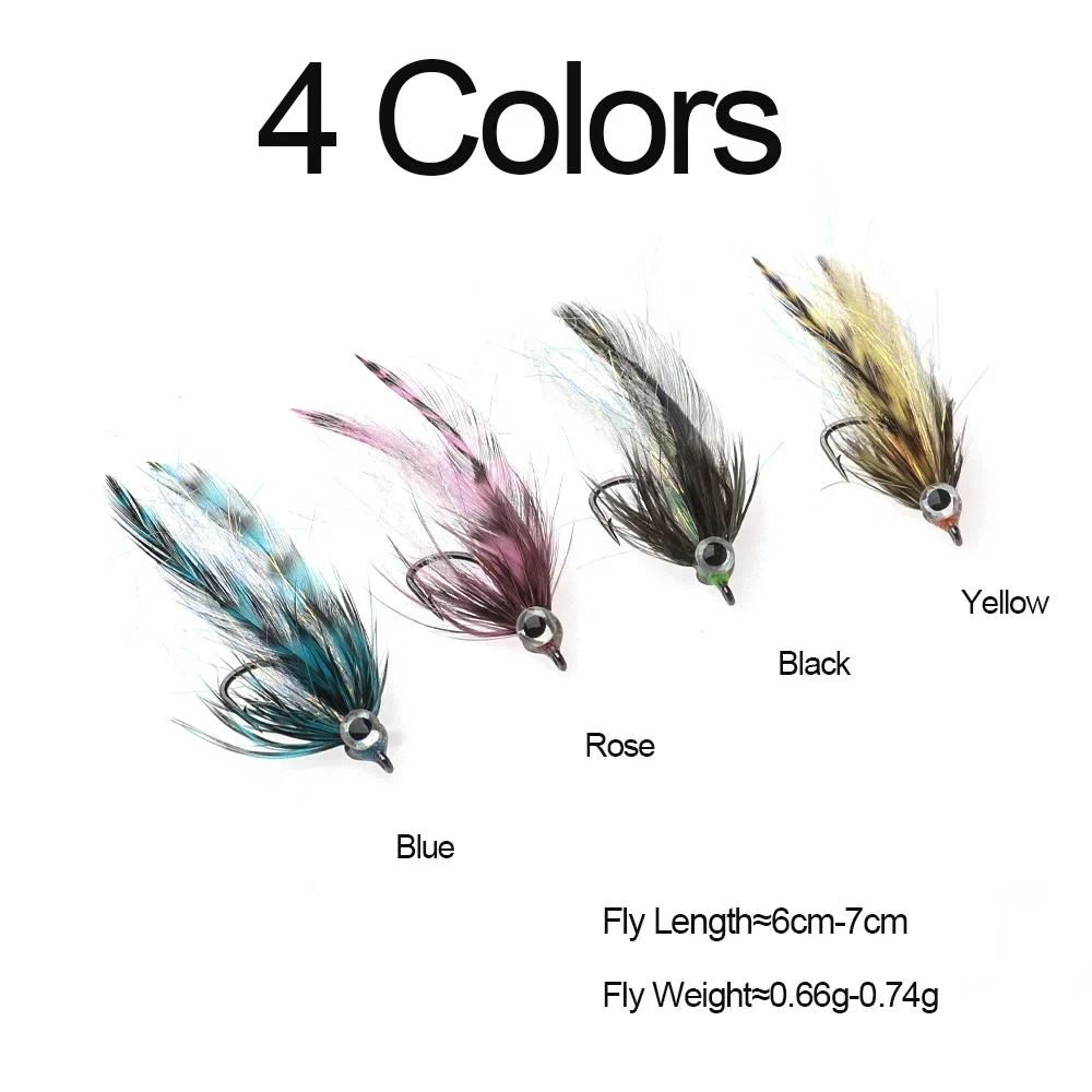 ICERIO 4 Uds 3D ojo de pez cebo Streamer mosca EP fibra sedosa agua salada cebo pescado pesca con mosca trucha pesca de lubina cebos de señuelo - imagen 3