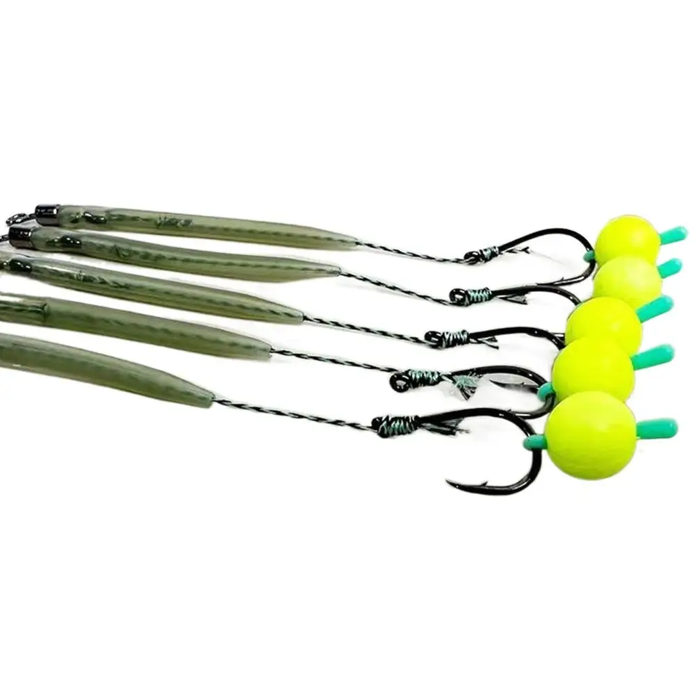 5 uds Anti entrelazado hierba carpa con línea de pesca aparejo para el cabello anzuelo de pesca Anti inferior tubo de pesca anzuelo accesorios de pesca de carpa - imagen 2