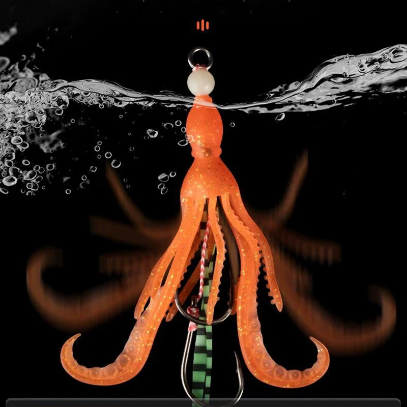 1 unidad13 # Señuelo de falda de calamar de silicona suave, anzuelo de ayuda de Jigging lento, cebo luminoso de curricán, accesorios de pesca de mar de agua salada, 7g - imagen 4