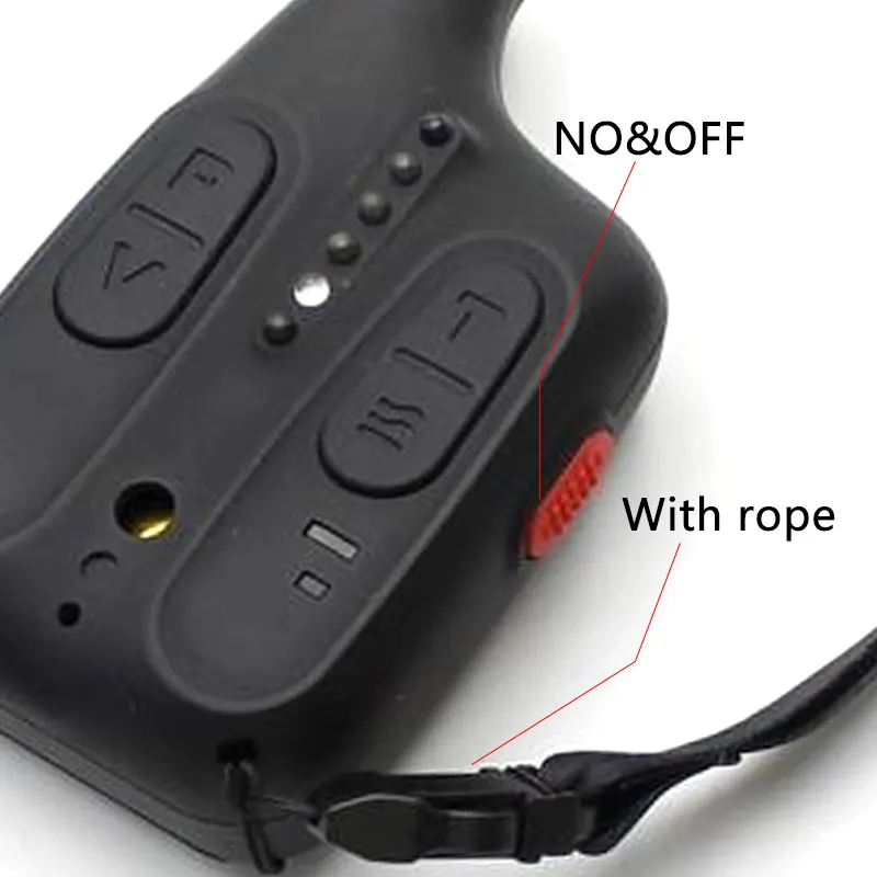 Este dispositivo presenta un interruptor de NO & OFF y un botón rojo etiquetado 'con cuerda', lo que lo hace fácil de usar y versátil