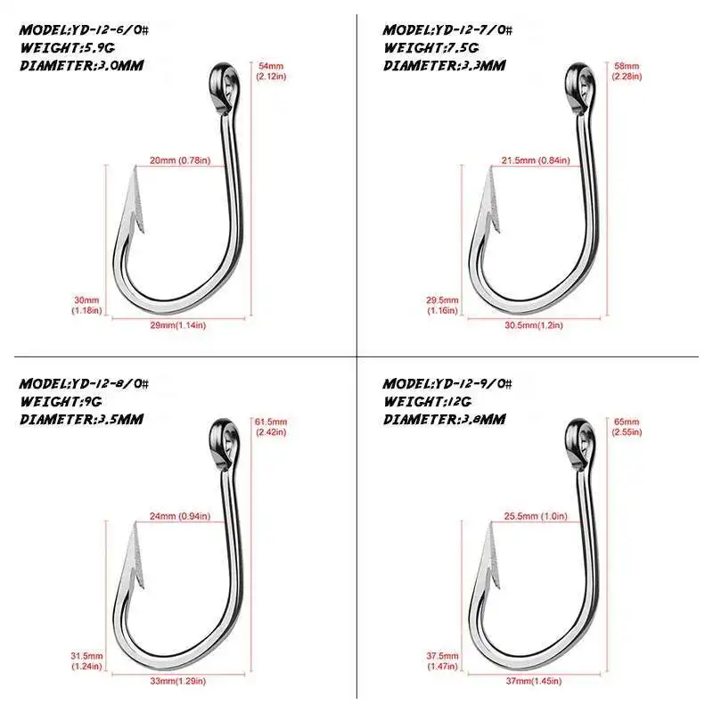 5 uds anzuelo de pesca de barco de aguas profundas anzuelo de pesca de mar adecuado para pesca de atún accesorios de pesca en el mar anzuelo de acero inoxidable con púas - imagen 3