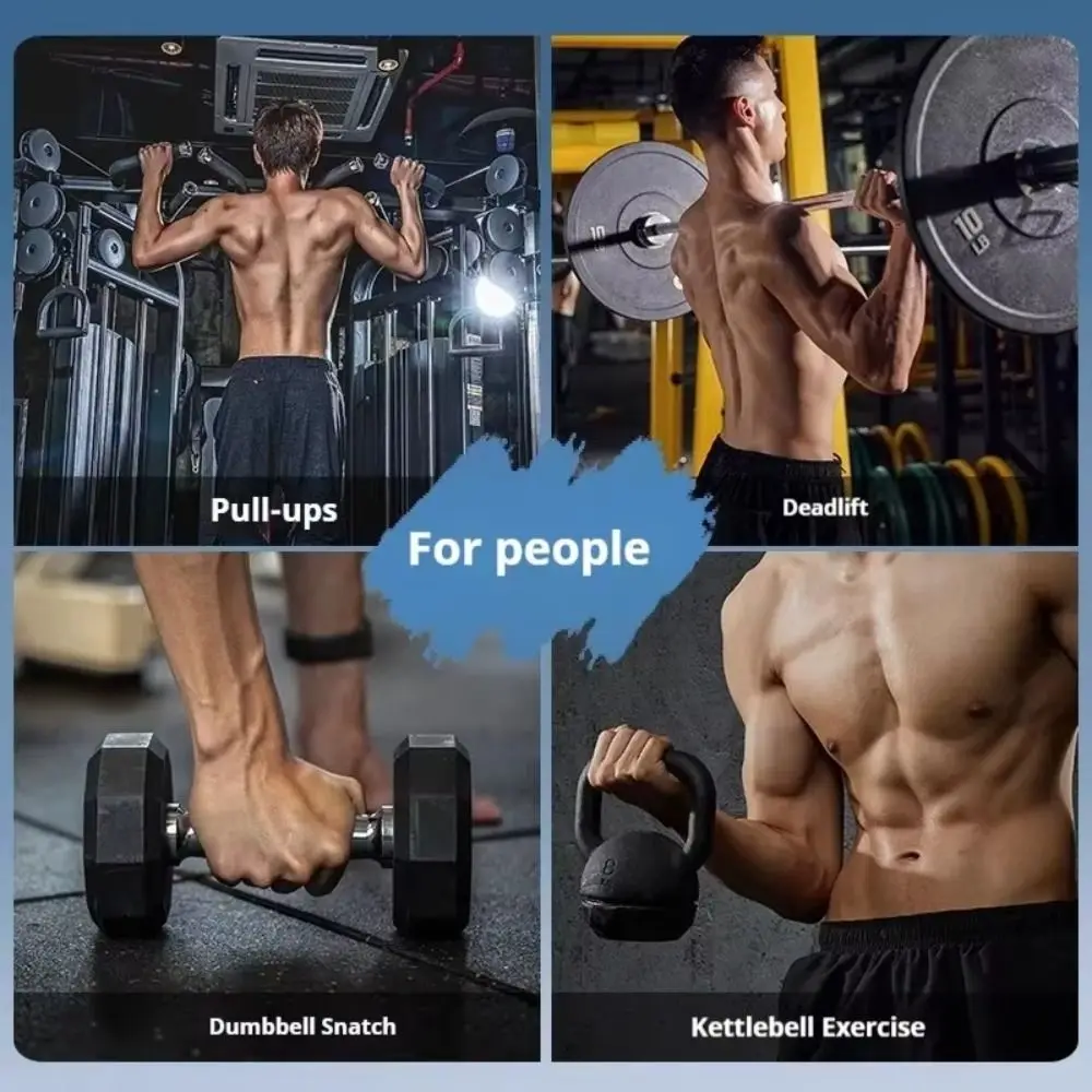 Ganchos de levantamiento de pesas con empuñaduras ajustables, accesorios negros para muñeca, correas de levantamiento de pesas, correas de gimnasio para entrenamiento de fuerza, 2 uds. - imagen 4