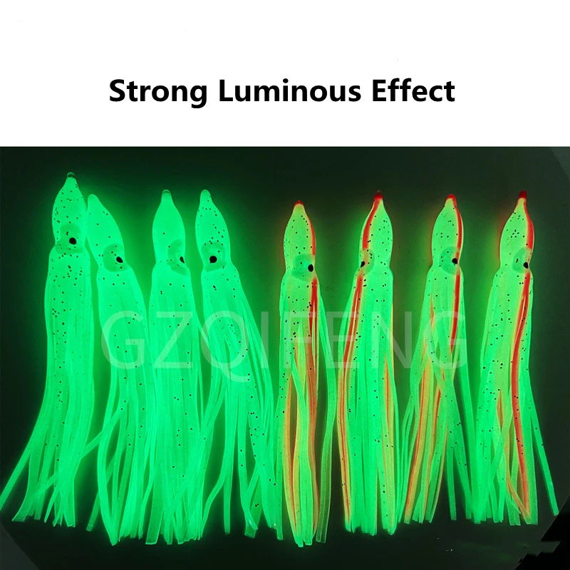 ZYZ señuelo de pesca suave, cebo luminoso de pulpo, faldas, mar, calamar, Fakebait, barco, aparejos de señuelo de atún, 12/14CM - imagen 4