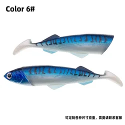 Señuelos de pesca biónicos de 26cm/33cm, 416g/560g, gran Swimbait de aguas profundas, cebo suave luminoso, cabeza de pez de Metal, pesca en barco para caballa