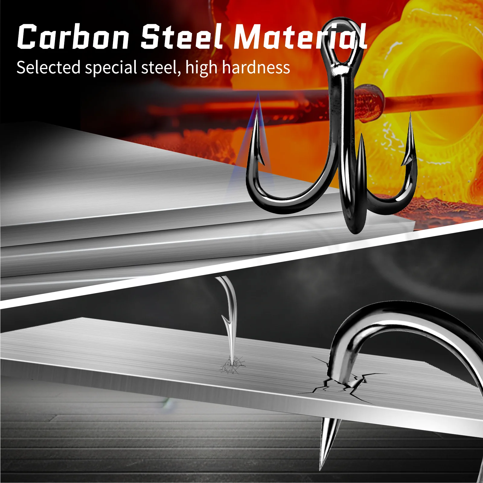 FishTrip 4X anzuelos triples, anzuelo de pesca de acero rico en carbono, anzuelo de repuesto afilado para agua salada, señuelo duro, plantillas y aparejos de cuchara - imagen 3