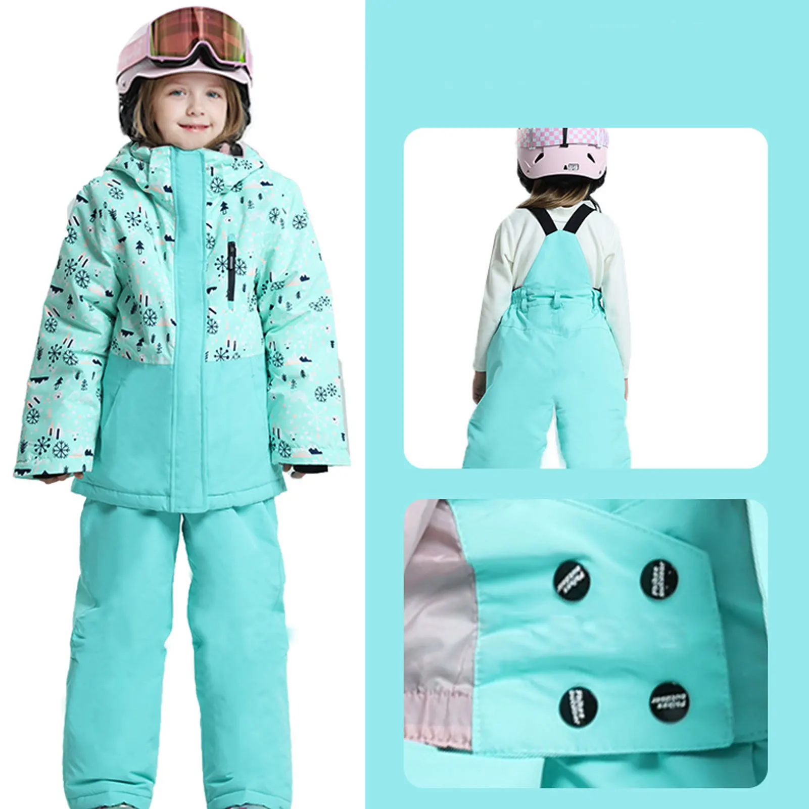 Traje de esquí infantil impermeable, cálido y a prueba de viento - imagen 2