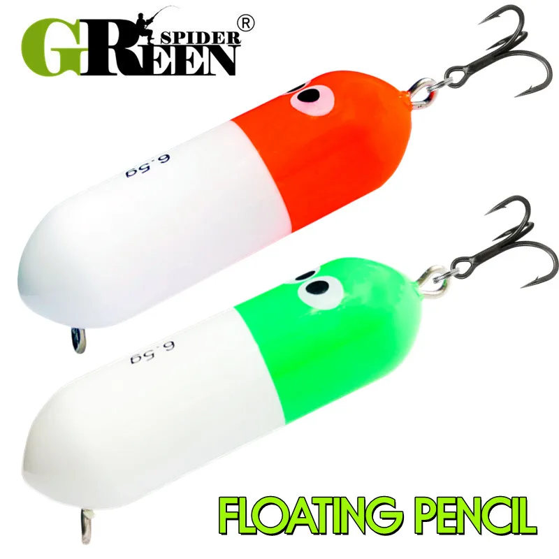 GREENSPIDER Lápiz Topwater de Madera – Señuelo para Carpa y Lucio