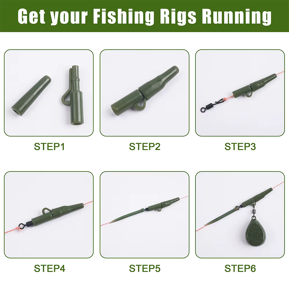 Kit de accesorios para pesca de carpa, 40 Uds., mangas antienredos, giratorios de cambio rápido, Clips de plomo y pasadores, tubos de goma de cola - imagen 4