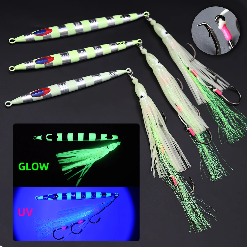 ZYZ Jig Pulpo Luminoso con Triple Anzuelo para Pesca Profunda