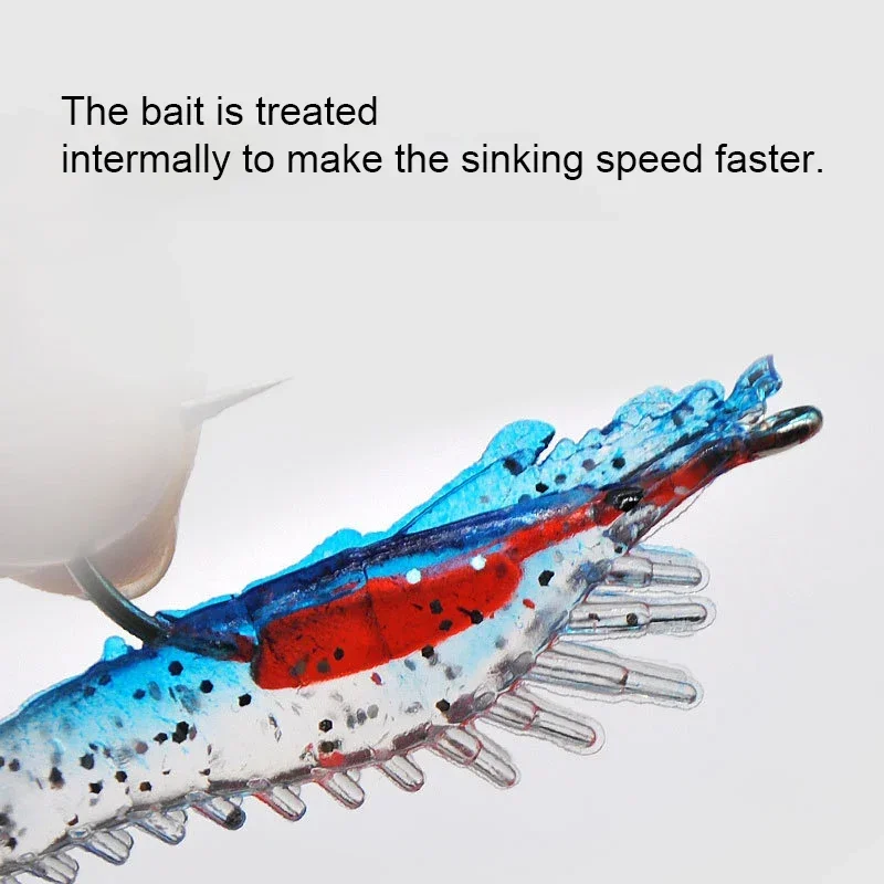Cebo suave de camarón de simulación luminosa realista, 6cm, 3g, aparejos blandos artificiales, señuelo de pesca, lubina, accesorios de aparejos de pesca de mar - imagen 5