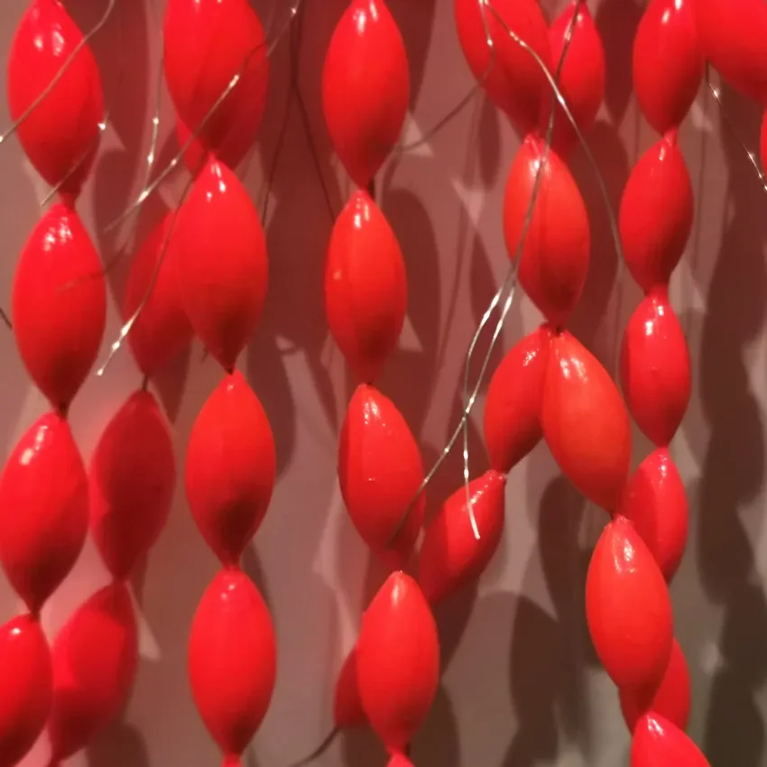 Flotador de pesca rojo, Seven Star Float Foam Space Bean Fishing Line Stopper booys Tackle Accessories, 6 en 1, 30 piezas/5 paquetes - imagen 2