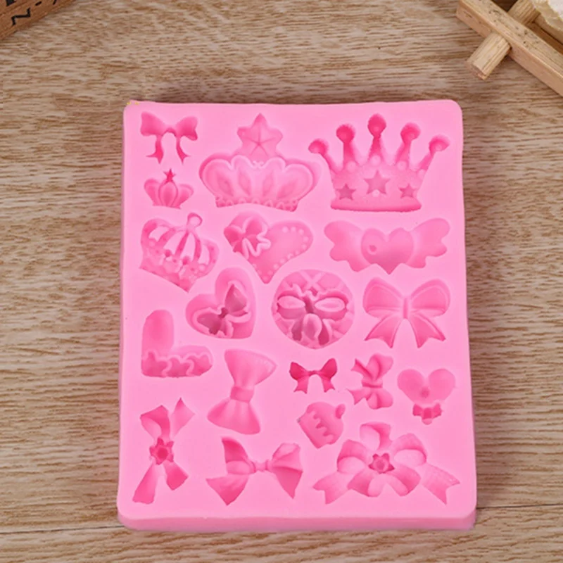 Molde de silicona para pastel de Fondant 3D con forma de lazo de corona para moldes de arcilla polimérica, herramientas para hacer dulces, pastelería de Chocolate y cocina - imagen 5