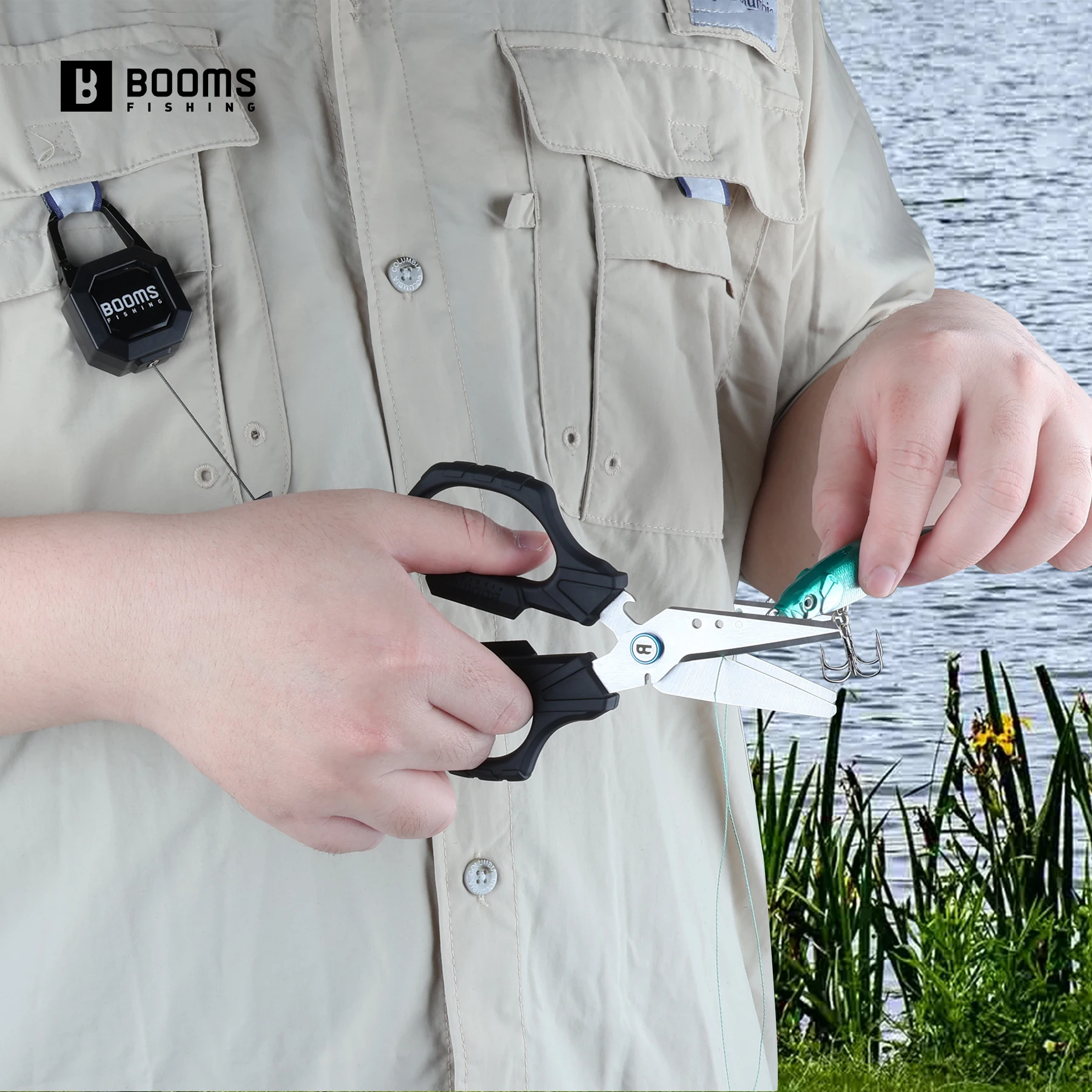 Booms Fishing S04 tijeras de pesca para línea trenzada cortador de línea de pesca de 6,1 pulgadas tijeras dentadas de pesca con herramientas abridoras de botellas - imagen 5