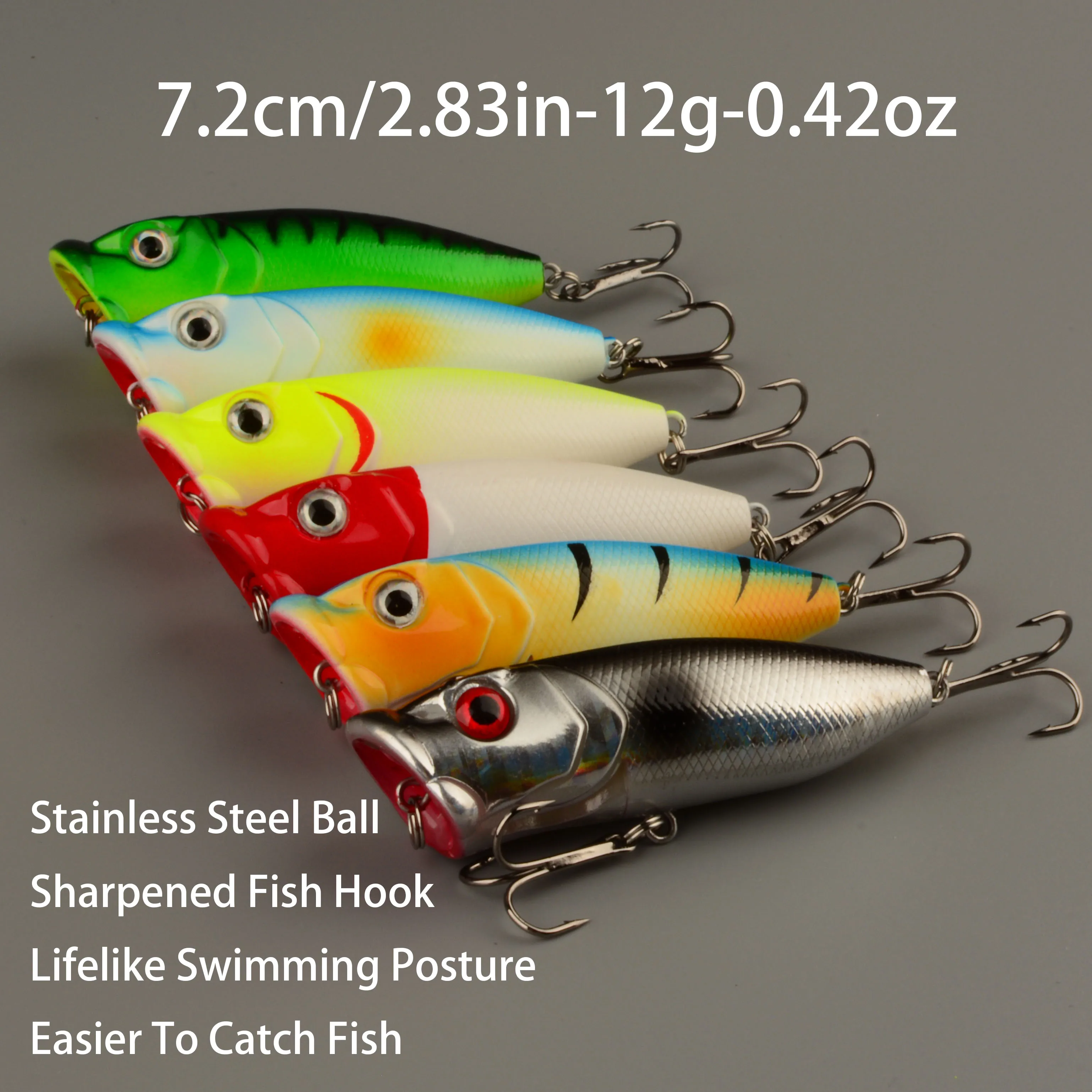 Popper de superficie 7.2cm 12g – Cebo duro de plástico para spinning - imagen 2
