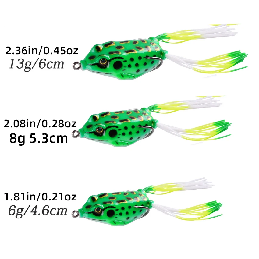 Aorace 5 uds 6G 13G Rana señuelo suave tubo cebo señuelo de pesca de plástico con anzuelos de pesca Topwater Ray Rana ojos artificiales 3D - imagen 5