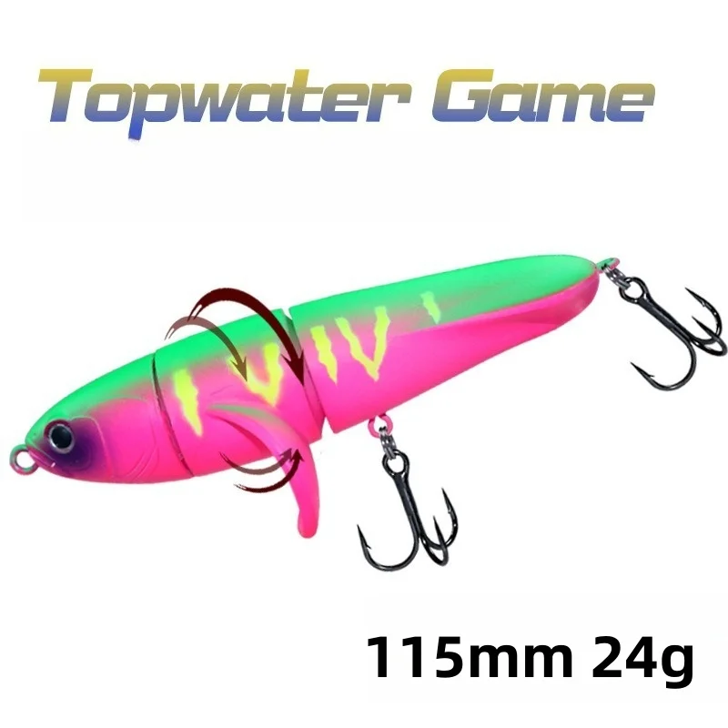 Señuelo tipo lápiz flotante MUKUN, 23g/115mm, hélice de superficie de agua de tres secciones, cebos duros flotantes, señuelo para lubina Topwater - imagen 5