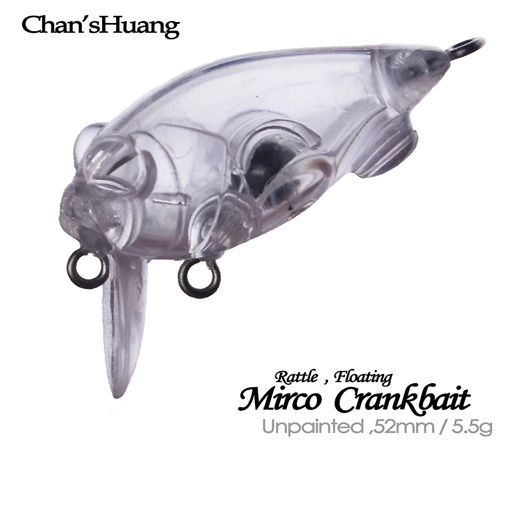 Chan'sHuang 20 piezas cebo en blanco sin pintar 5,2 cm 5,5g Mini Crankbait DIY Señuelos de pesca artificiales
