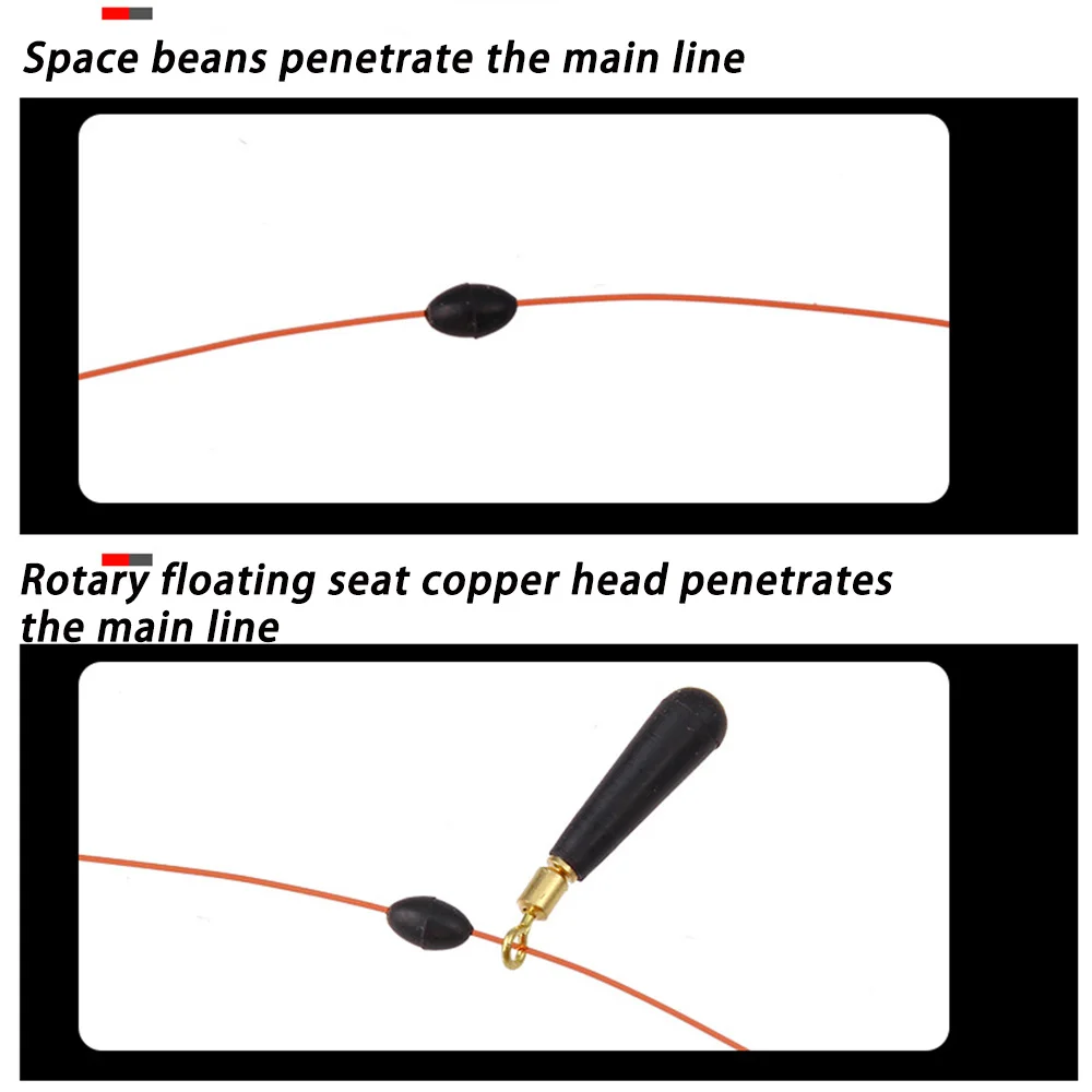 Soporte de flotador de pesca, cabeza de cobre, Bobber de goma, asiento flotante giratorio, tapón, boya de rotación de derrape, suministros, accesorios de línea de pescado - imagen 4