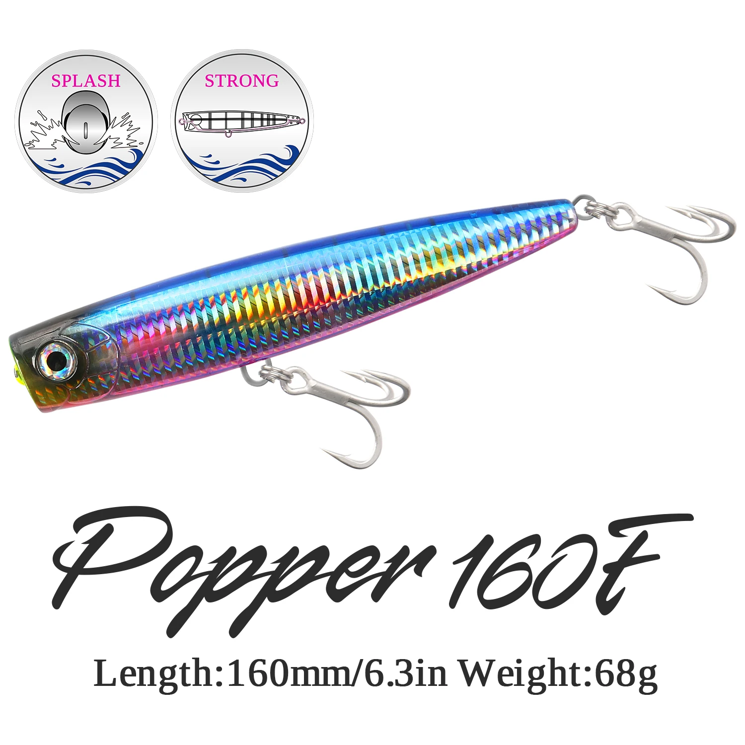 TSURINOYA pesca en el océano Topwater Popper 160F 160mm 68g cebo duro de agua de mar para GT atún flotante Wobbler anzuelos de agua de mar