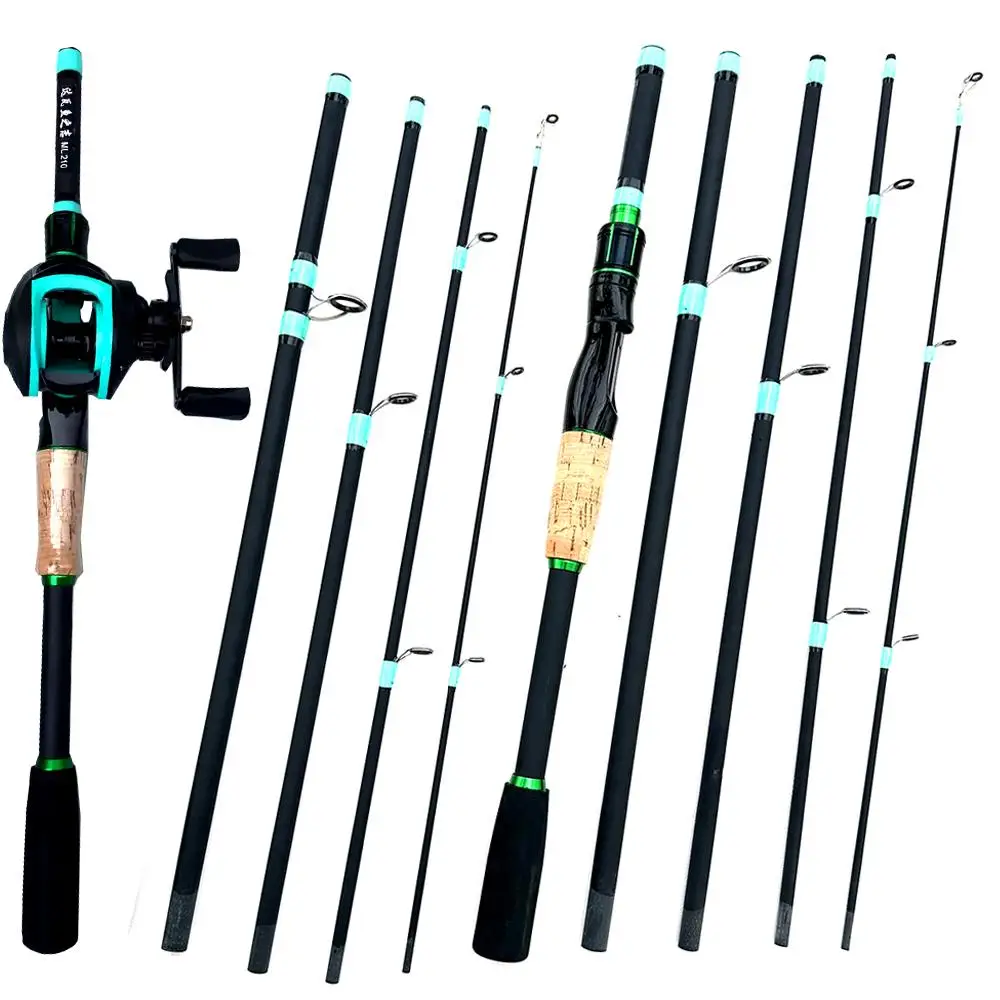 Caña de pescar con señuelo telescópico de 4/5 secciones y relación de engranaje de alta velocidad 7,2: 1, carrete de Baitcasting, Combo de aparejos de pesca de viaje portátiles - imagen 2