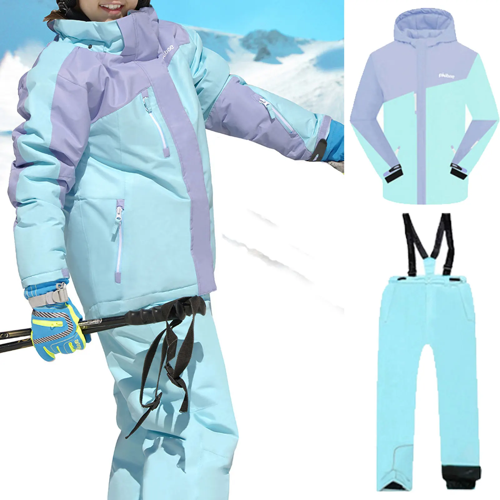 Traje de esquí infantil impermeable, cálido y a prueba de viento - imagen 3