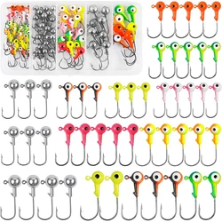 75 Uds. Cabezas de anzuelo de pesca, anzuelos redondos, Señuelos de pesca, cabezas de anzuelo tipo tipo Crappie, anzuelos para lubina, trucha, tipo tipo de pez, aparejos de pesca dorados