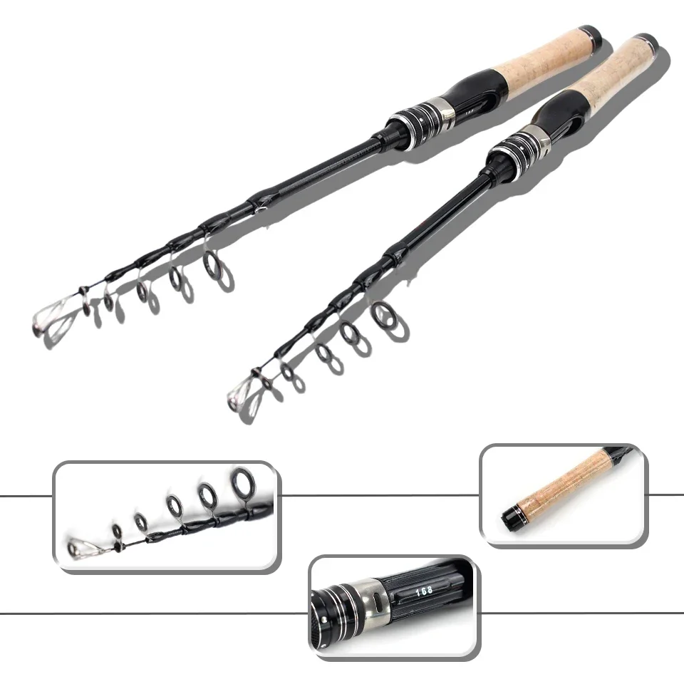 Caña de pescar telescópica de fibra de carbono, acción lenta UL, adecuada para arroyos, lagos y otros cuerpos de agua, cuerpo de caña corta. - imagen 3