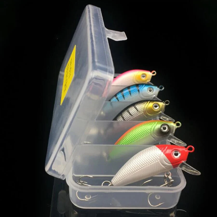 Juego de Señuelos de Pesca, 5 Piezas, 5 cm, 3.7 g, Señuelo Artificial Duro Tipo Minnow, Anzuelos, Plástico, Pesca, Isca, Jerkbait Flotante - imagen 3