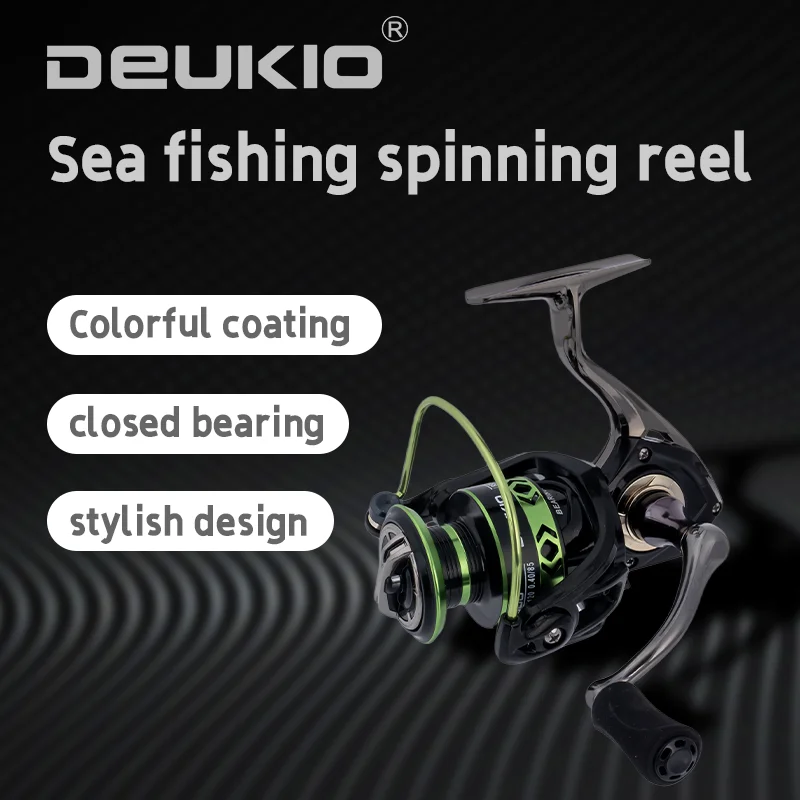 Carrete giratorio DEUKIO resistente al agua, 12KG de potencia máxima de arrastre 5,2: 1, carrete de pesca para lubina, Lucio, pesca en agua dulce y salada - imagen 5