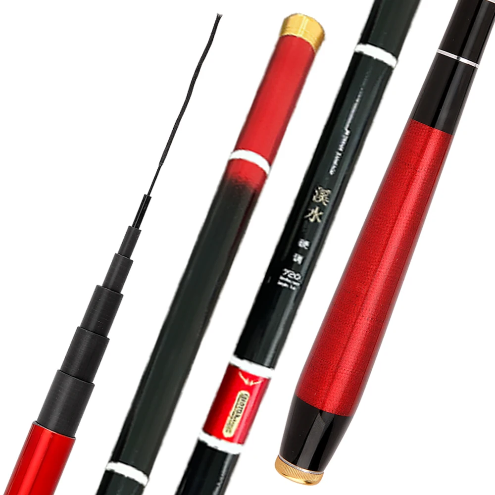 Caña de pescar telescópica de fibra de carbono, ultraligera, superdura, portátil, para agua dulce, carpa, 3,6 M, 4,5 M, 5,4 M, 6,3 M, 7,2 M