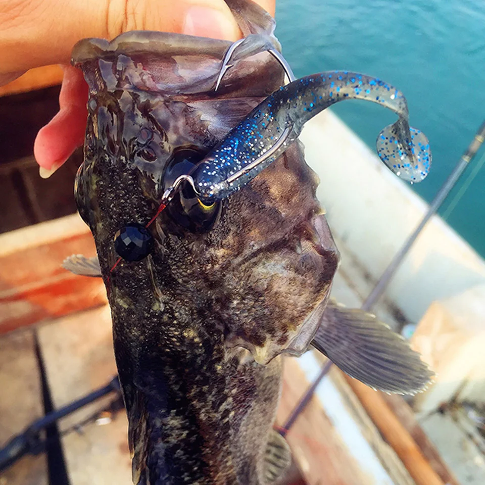 WALK FISH-anzuelo de pesca de 50 piezas, anzuelo de manivela ancha de acero al carbono, señuelo de gusano suave, con púas, para pesca de carpa - imagen 5