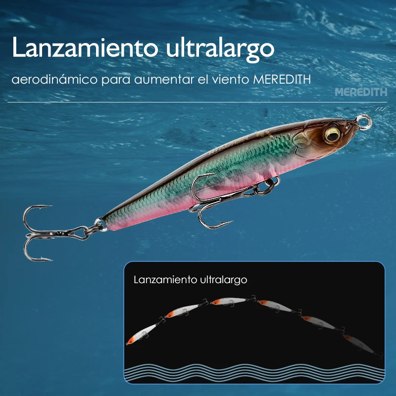 MEREDITH Jerk señuelo de pesca que se hunde con lápiz, Wobbler, lubina, aparejos de pesca, accesorios de Pesca, Señuelos de agua salada, cebo de arrastre,pencil lure - imagen 3