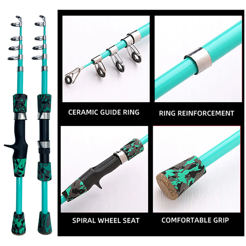 Combo de pesca de fundición telescópica, caña ultraligera portátil y Ratio de engranaje 1,3: 1, 1,5 M, 1,8 M, 7,2 M - imagen 4